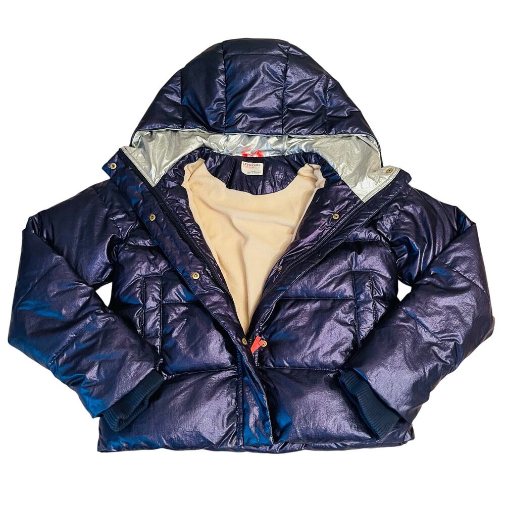 Crew Cuts by J Crew Girls Blue Purple Metallic Puffer Coat 14